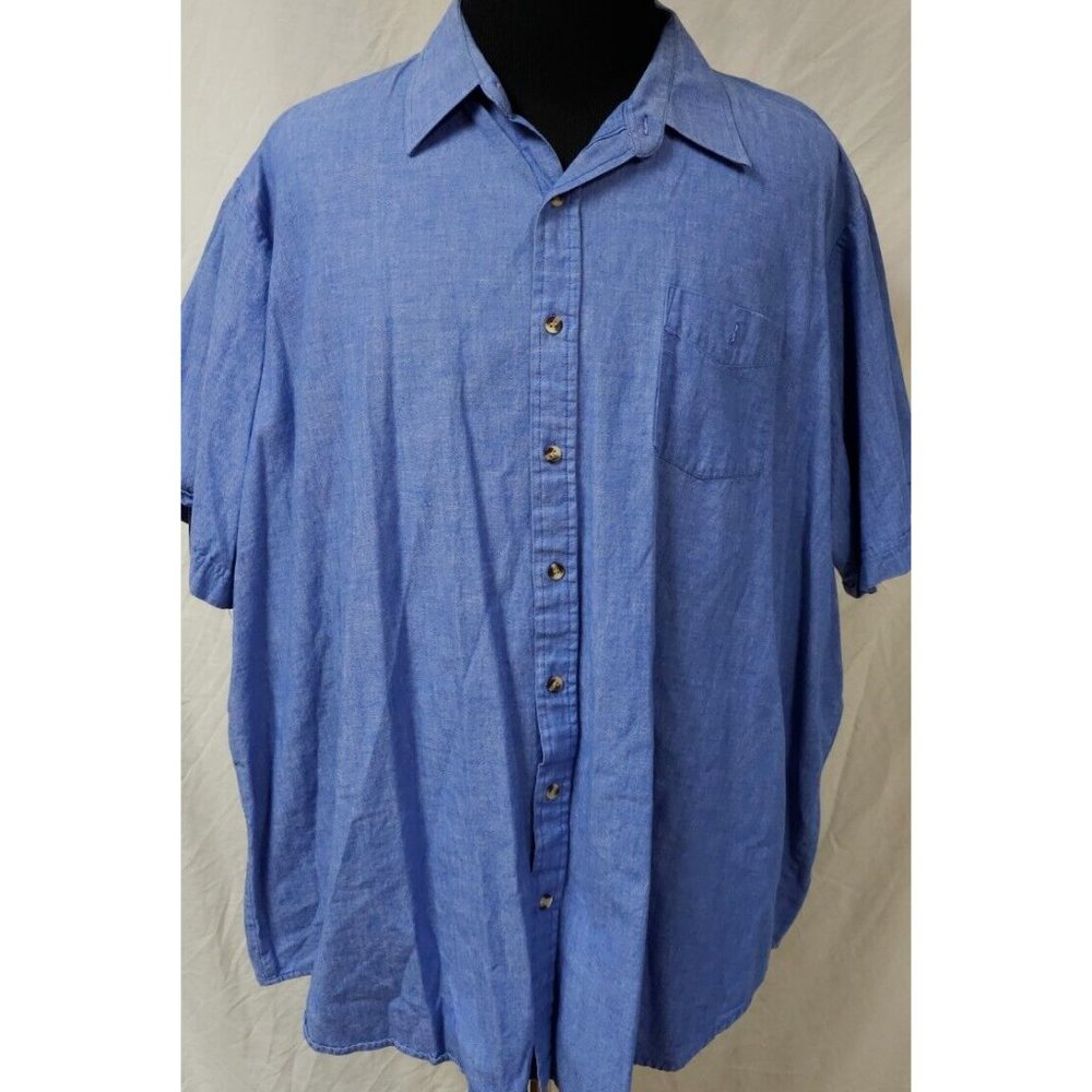 Ely Big Man 3X Big 19.5 Blue Short Sleeve Button Up Western Chambray Shirt